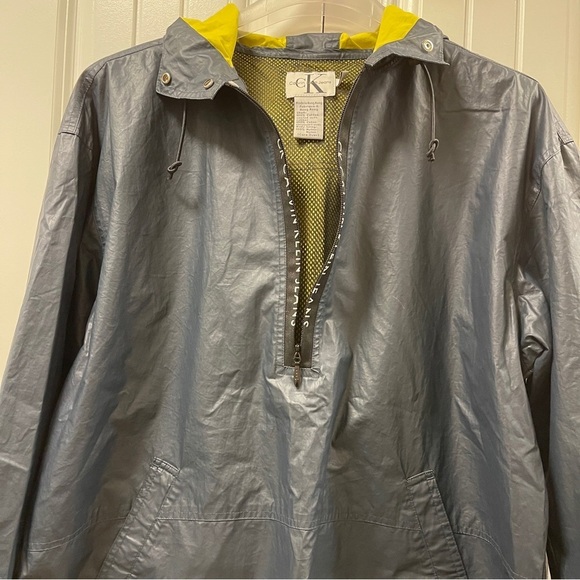 Vintage Streetwear Calvin Klein Jeans 1/2 Zip Pullover Raincoat Navy Black - M - Picture 9 of 14